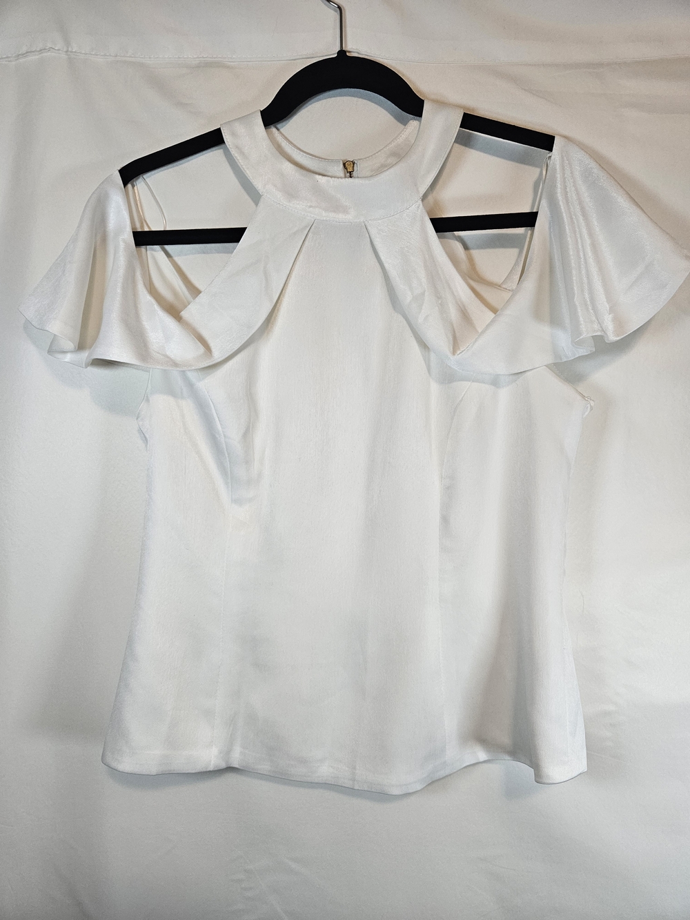 Nanette Lepore White Cold-Shoulder Ruffle Blouse